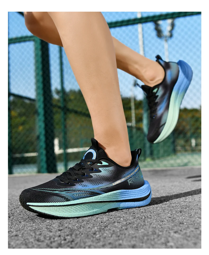 Popcorn Sneakers, Ultra-Light Carbon Plate Breathable Running Shoes, Racing Student Shock-Absorbing Soft-Soled Men's New Running Shoes, Large Size Shoes
