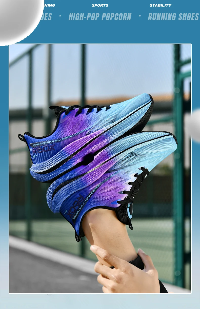 Popcorn Sneakers, Ultra-Light Carbon Plate Breathable Running Shoes, Racing Student Shock-Absorbing Soft-Soled Men's New Running Shoes, Large Size Shoes