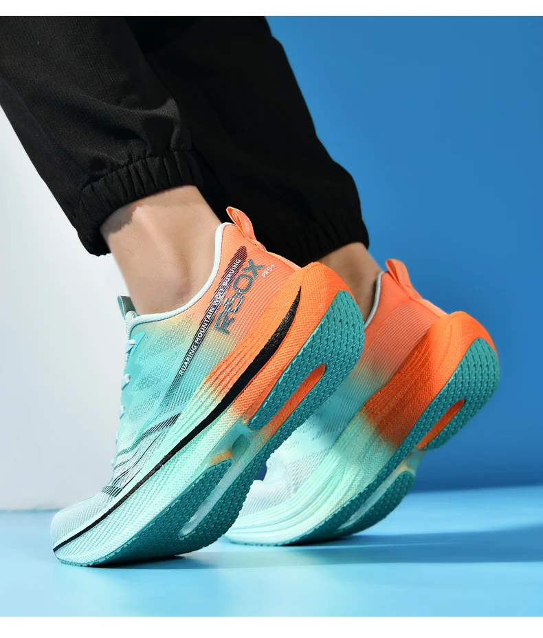 Popcorn Sneakers, Ultra-Light Carbon Plate Breathable Running Shoes, Racing Student Shock-Absorbing Soft-Soled Men's New Running Shoes, Large Size Shoes