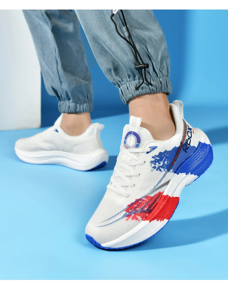 Popcorn Sneakers, Ultra-Light Carbon Plate Breathable Running Shoes, Racing Student Shock-Absorbing Soft-Soled Men's New Running Shoes, Large Size Shoes