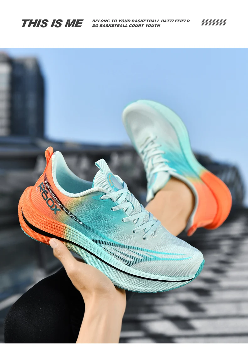 Popcorn Sneakers, Ultra-Light Carbon Plate Breathable Running Shoes, Racing Student Shock-Absorbing Soft-Soled Men's New Running Shoes, Large Size Shoes