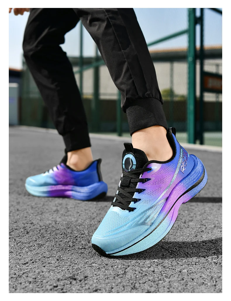 Popcorn Sneakers, Ultra-Light Carbon Plate Breathable Running Shoes, Racing Student Shock-Absorbing Soft-Soled Men's New Running Shoes, Large Size Shoes