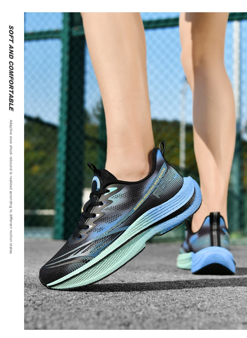 Popcorn Sneakers, Ultra-Light Carbon Plate Breathable Running Shoes, Racing Student Shock-Absorbing Soft-Soled Men's New Running Shoes, Large Size Shoes