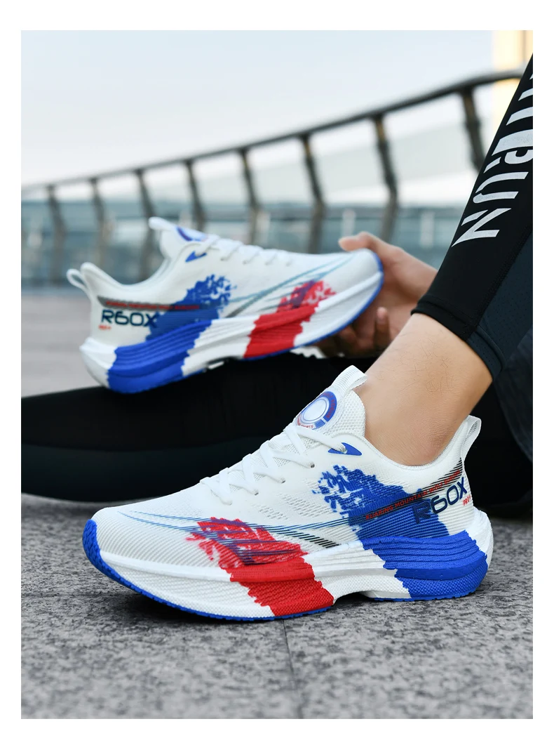 Popcorn Sneakers, Ultra-Light Carbon Plate Breathable Running Shoes, Racing Student Shock-Absorbing Soft-Soled Men's New Running Shoes, Large Size Shoes