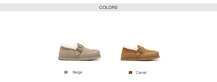 BEAUTODAY Winter Shoes Women Cow Suede Round Toe Buckle Design Warm Short Plush ladies Flat Shoes Handmade 22814