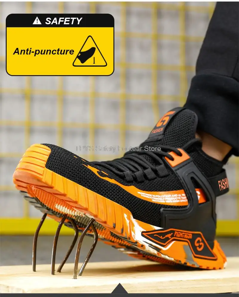 High Top Safety Shoes Men Steel Toe Work Shoes Men Anti-Puncture Safety Shoes Woman Work Safety Boots Man Indestructible Shoes
