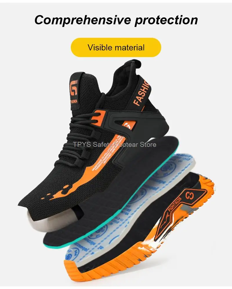 High Top Safety Shoes Men Steel Toe Work Shoes Men Anti-Puncture Safety Shoes Woman Work Safety Boots Man Indestructible Shoes