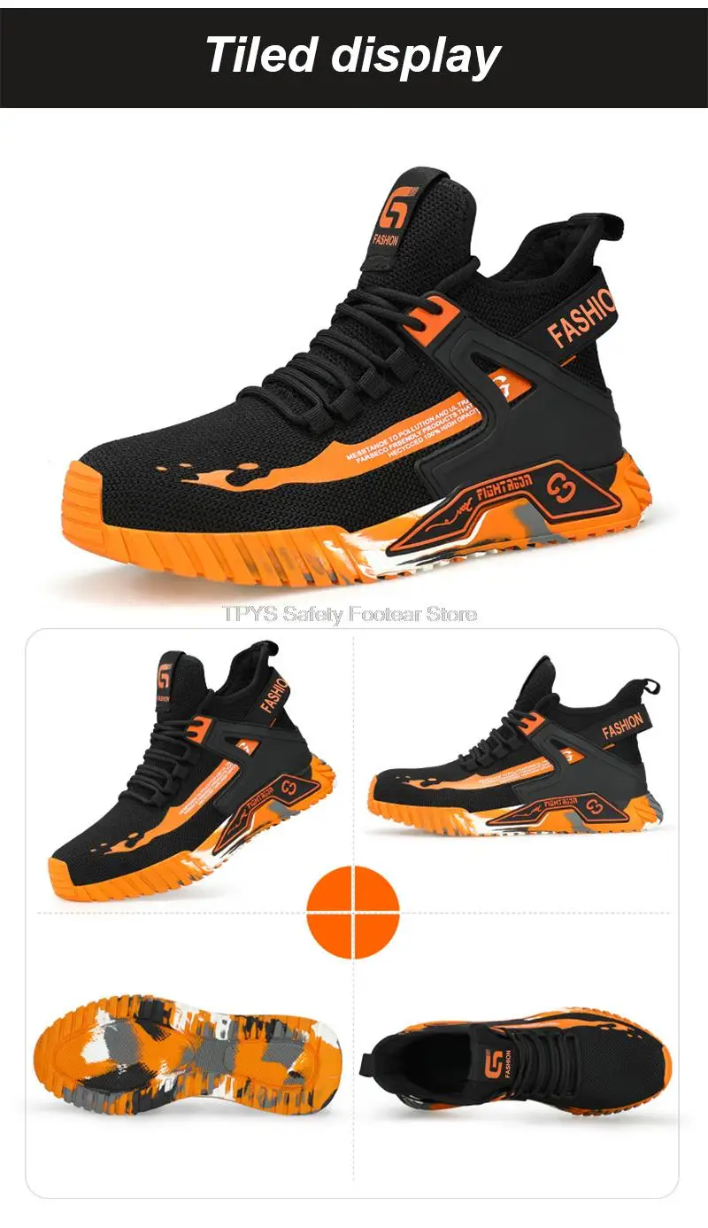 High Top Safety Shoes Men Steel Toe Work Shoes Men Anti-Puncture Safety Shoes Woman Work Safety Boots Man Indestructible Shoes