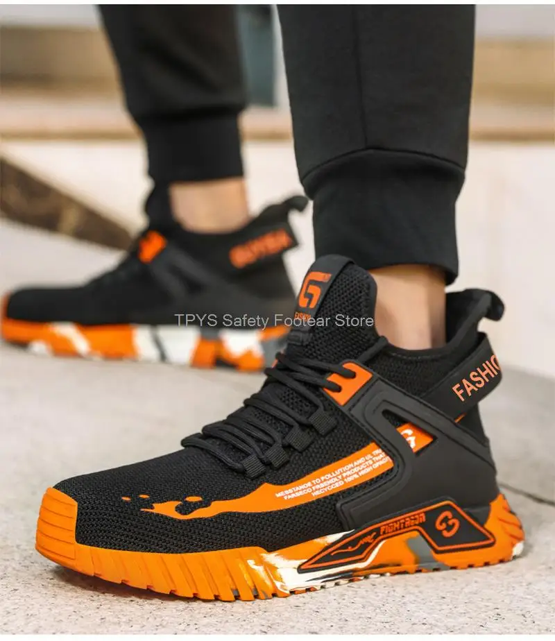 High Top Safety Shoes Men Steel Toe Work Shoes Men Anti-Puncture Safety Shoes Woman Work Safety Boots Man Indestructible Shoes