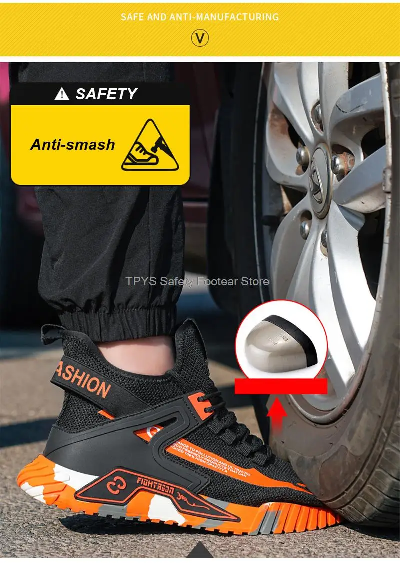 High Top Safety Shoes Men Steel Toe Work Shoes Men Anti-Puncture Safety Shoes Woman Work Safety Boots Man Indestructible Shoes