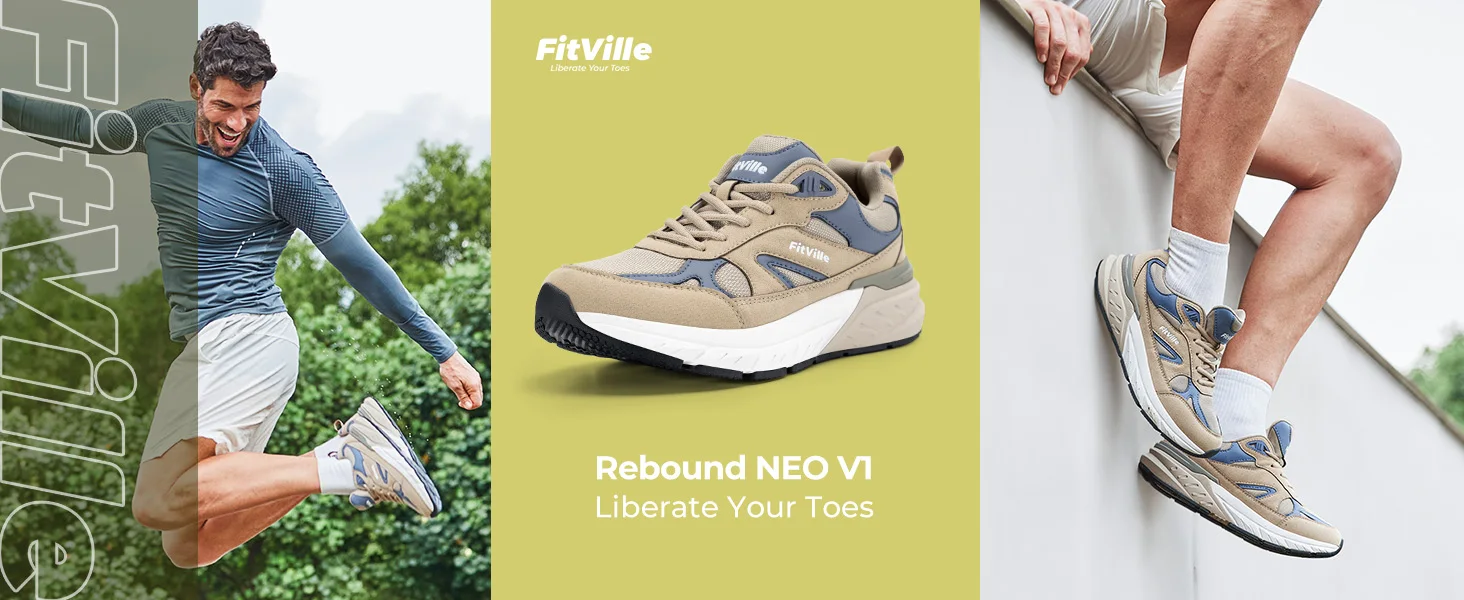 Fitville Walking Shoes Extra Wide Casual Men's Sneakers With Arch Support Sports Shoes for Men for Relief Plantar Fasciitis