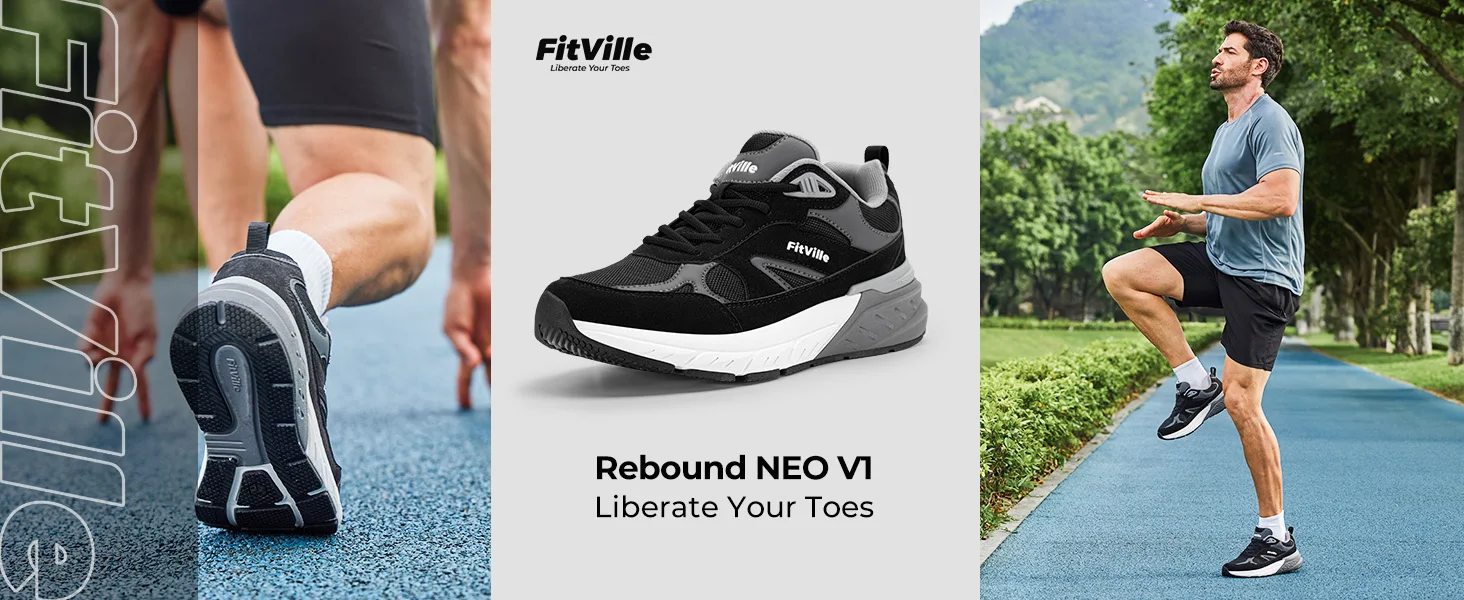 Fitville Walking Shoes Extra Wide Casual Men's Sneakers With Arch Support Sports Shoes for Men for Relief Plantar Fasciitis