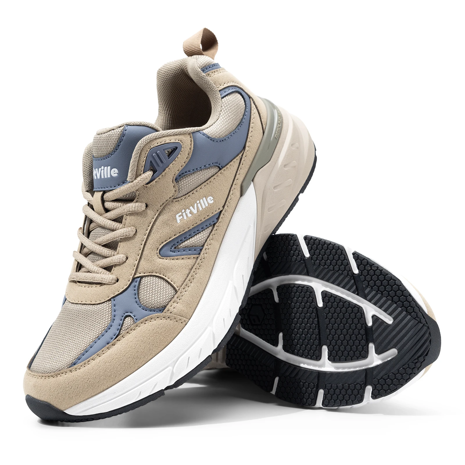 Fitville Walking Shoes Extra Wide Casual Men's Sneakers With Arch Support Sports Shoes for Men for Relief Plantar Fasciitis