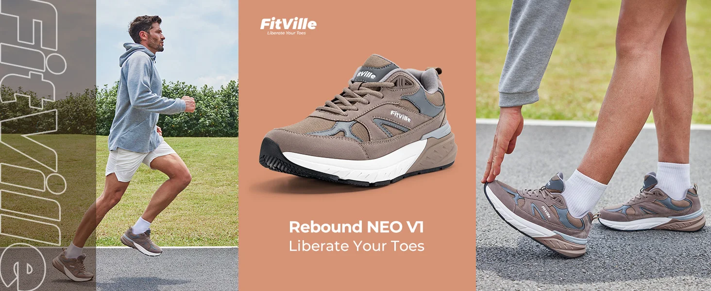 Fitville Walking Shoes Extra Wide Casual Men's Sneakers With Arch Support Sports Shoes for Men for Relief Plantar Fasciitis