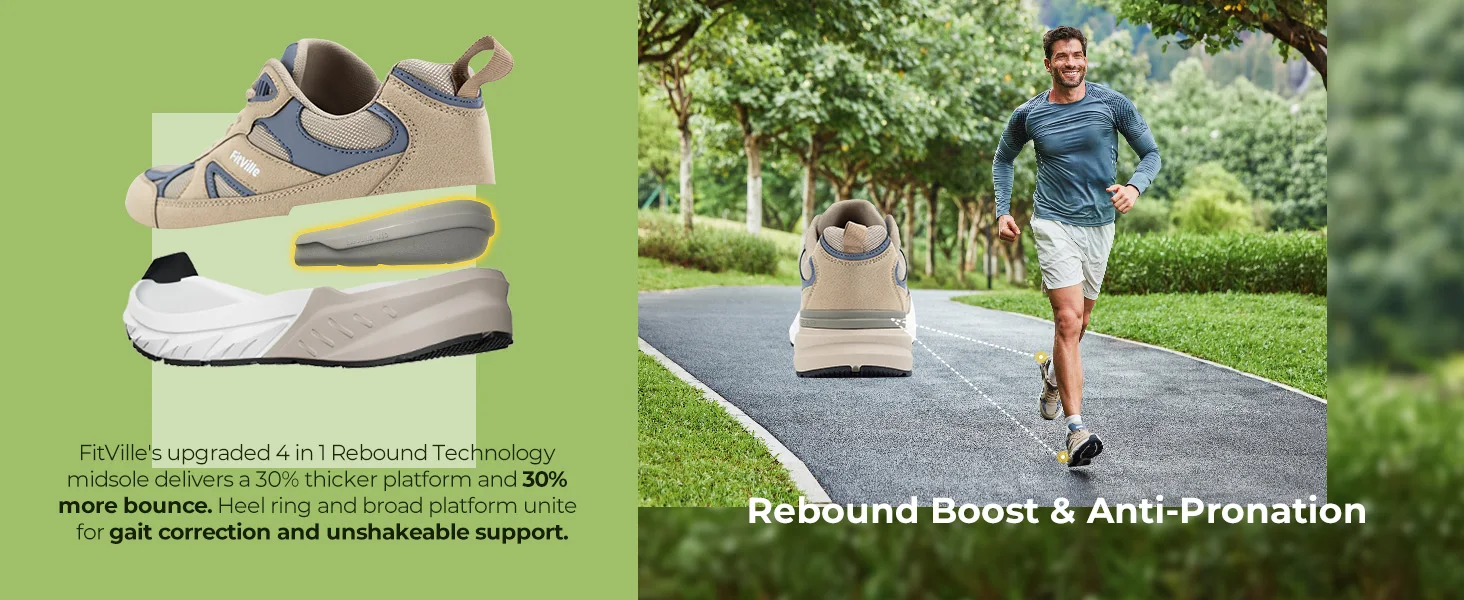 Fitville Walking Shoes Extra Wide Casual Men's Sneakers With Arch Support Sports Shoes for Men for Relief Plantar Fasciitis