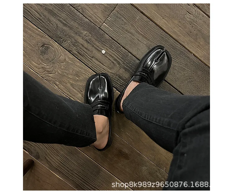 Tabi Loafers Men and Women Split Toe Thick Sole Casual Patent Leather Tabbi Black slip on Flats Chunky platform Mocassin shoes
