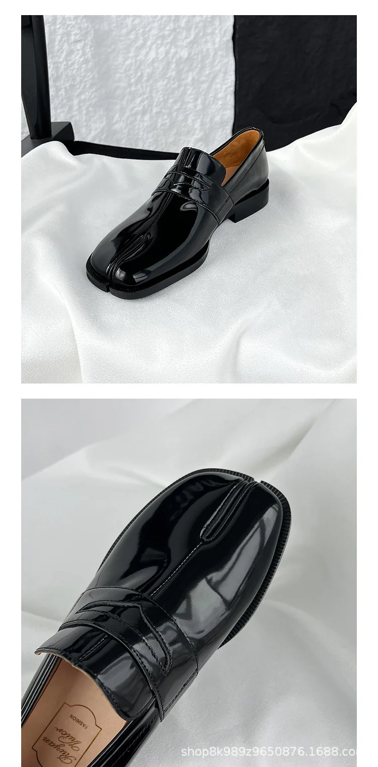 Tabi Loafers Men and Women Split Toe Thick Sole Casual Patent Leather Tabbi Black slip on Flats Chunky platform Mocassin shoes