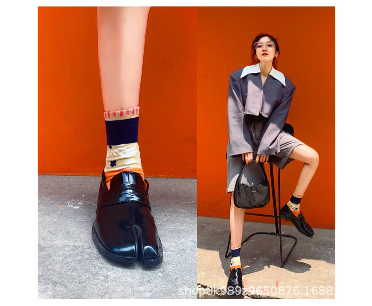Tabi Loafers Men and Women Split Toe Thick Sole Casual Patent Leather Tabbi Black slip on Flats Chunky platform Mocassin shoes