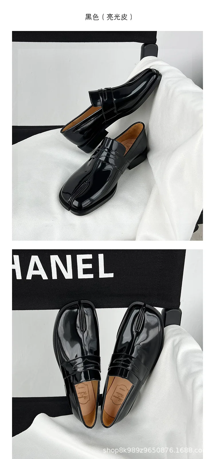 Tabi Loafers Men and Women Split Toe Thick Sole Casual Patent Leather Tabbi Black slip on Flats Chunky platform Mocassin shoes