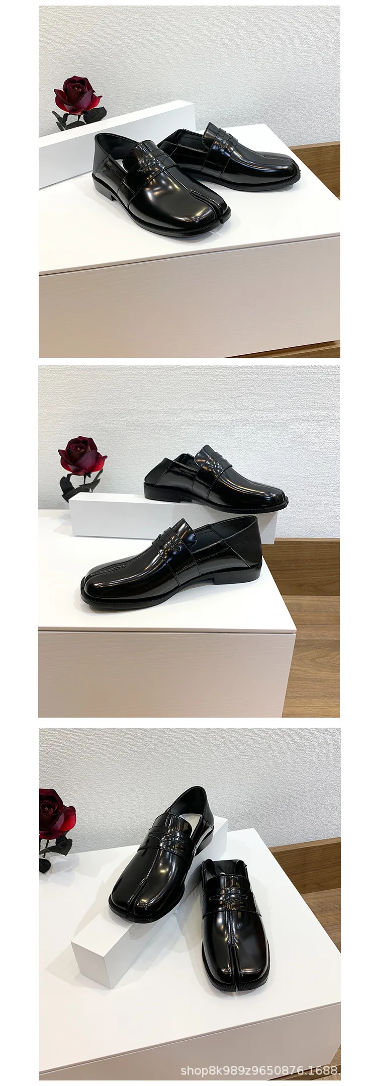 Tabi Loafers Men and Women Split Toe Thick Sole Casual Patent Leather Tabbi Black slip on Flats Chunky platform Mocassin shoes