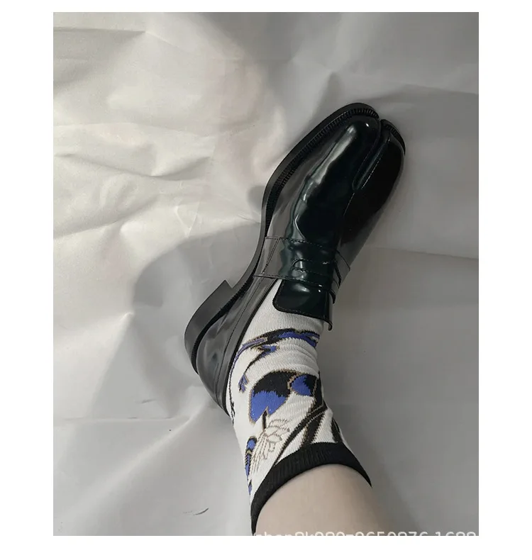 Tabi Loafers Men and Women Split Toe Thick Sole Casual Patent Leather Tabbi Black slip on Flats Chunky platform Mocassin shoes