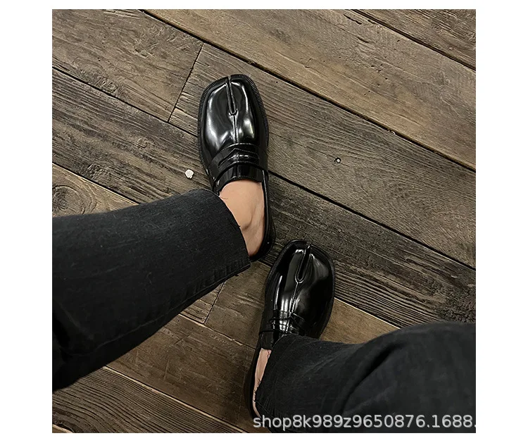Tabi Loafers Men and Women Split Toe Thick Sole Casual Patent Leather Tabbi Black slip on Flats Chunky platform Mocassin shoes
