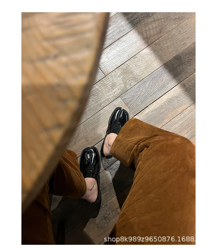 Tabi Loafers Men and Women Split Toe Thick Sole Casual Patent Leather Tabbi Black slip on Flats Chunky platform Mocassin shoes