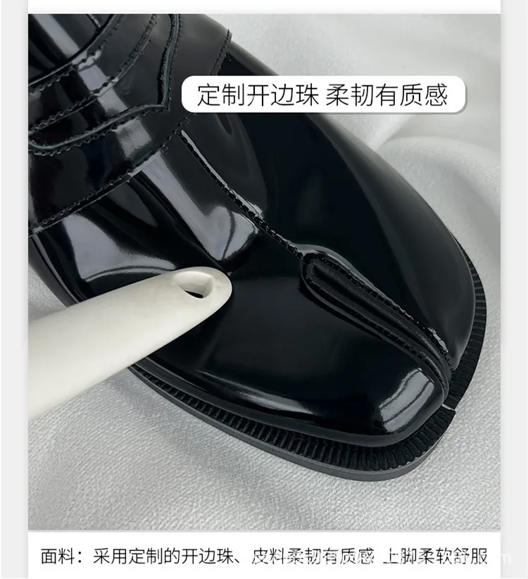 Tabi Loafers Men and Women Split Toe Thick Sole Casual Patent Leather Tabbi Black slip on Flats Chunky platform Mocassin shoes