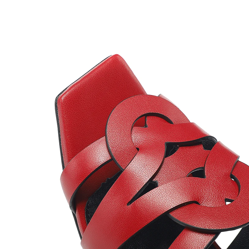 New Classic Summer Women's High Heel Slippers Trend Fashion Genuine Leather Women's Slippers Brand High Heel Fish Mouth Shoes