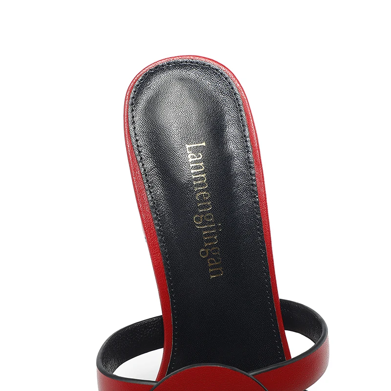 New Classic Summer Women's High Heel Slippers Trend Fashion Genuine Leather Women's Slippers Brand High Heel Fish Mouth Shoes