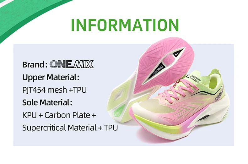 ONEMIX Running Shoes Men Women Sneakers Full Palm Carbon Board Professional Shock Absorbing Breathable Elastic Sports Shoe