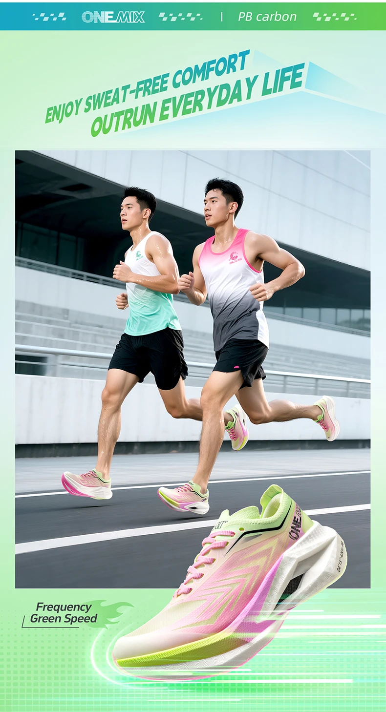 ONEMIX Running Shoes Men Women Sneakers Full Palm Carbon Board Professional Shock Absorbing Breathable Elastic Sports Shoe