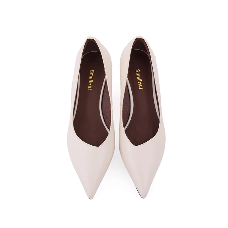 SmallHut New Trend 2026 Genuine Cow Leather Women Pumps Sexy Lady Beige Black Party Shoes Fashion Womens Pointed Toe High Heels