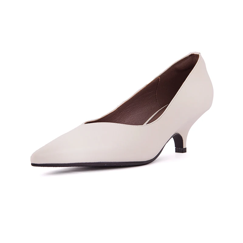 SmallHut New Trend 2026 Genuine Cow Leather Women Pumps Sexy Lady Beige Black Party Shoes Fashion Womens Pointed Toe High Heels