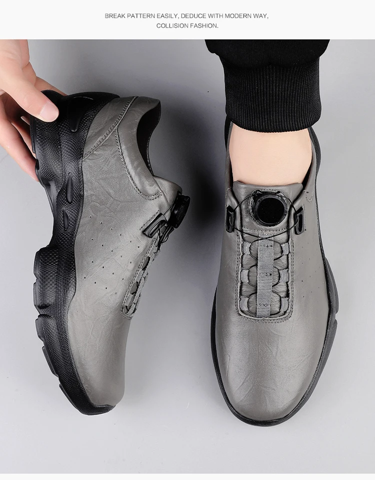 VIPOL Retro all-leather men's casual cowhide shoes, black sports shoes, top layer cowhide casual leather shoes