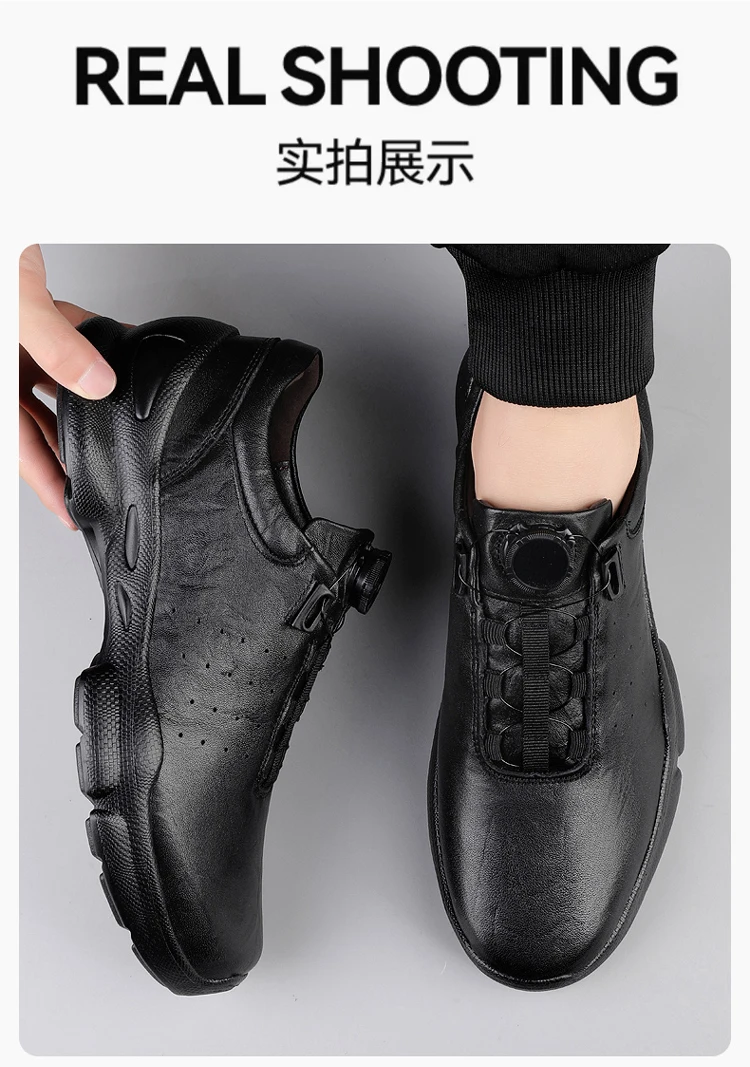 VIPOL Retro all-leather men's casual cowhide shoes, black sports shoes, top layer cowhide casual leather shoes