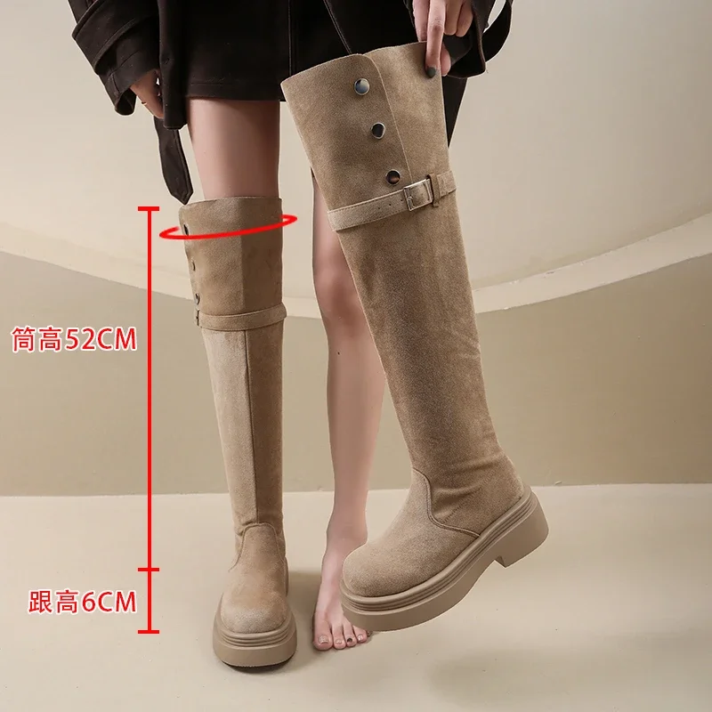 Winter Street Style Platform Sole Women Over The Knee Knight Boots Fold Two Ways Wear Shoes Female Silm Thigh High Booties