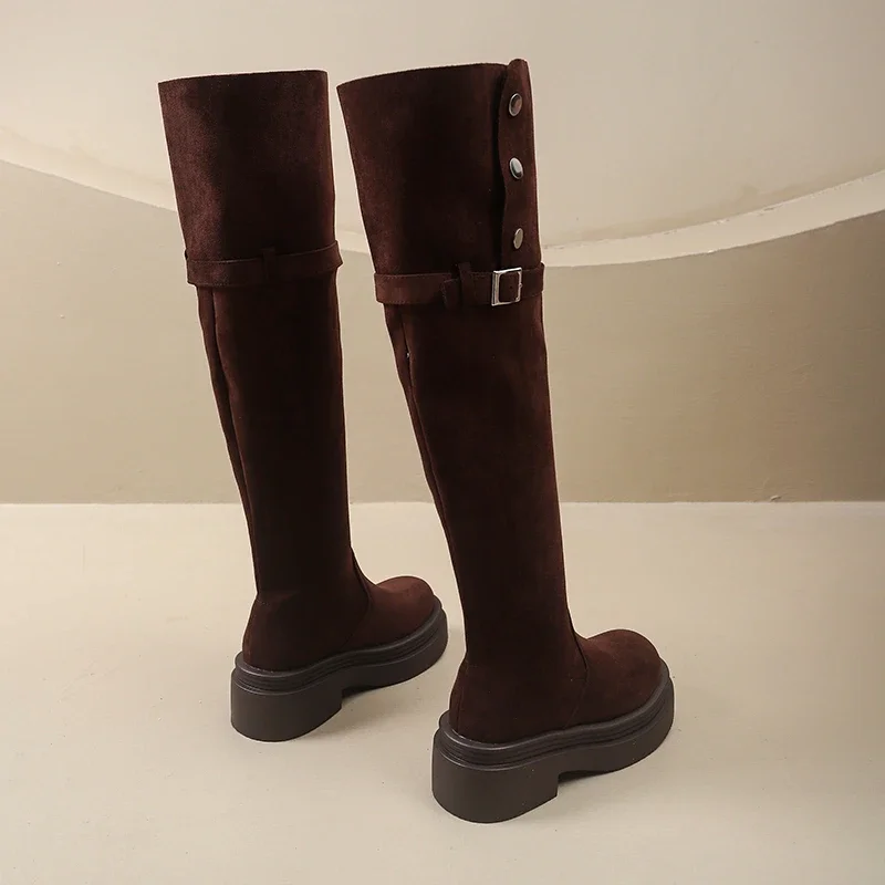 Winter Street Style Platform Sole Women Over The Knee Knight Boots Fold Two Ways Wear Shoes Female Silm Thigh High Booties