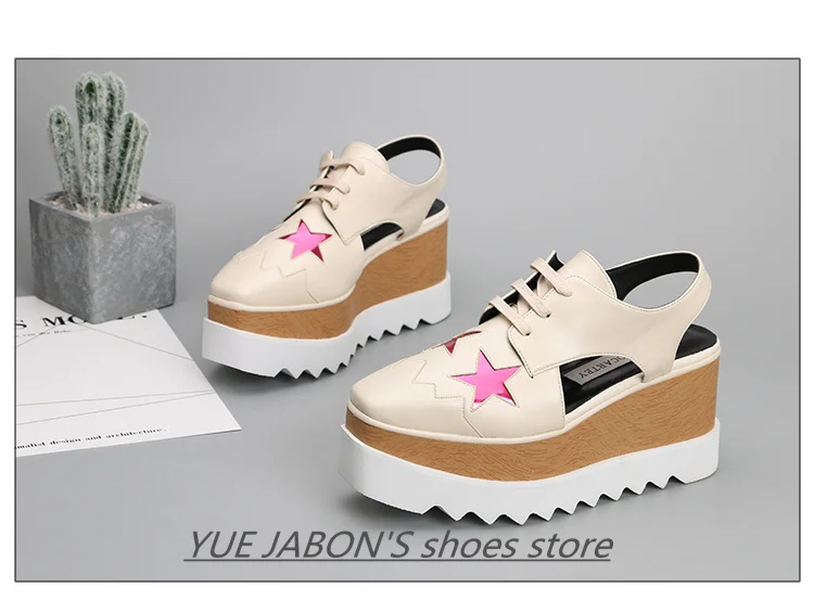 Women Casual Shoes Spring Lady Genuine Leather Casual Sneakers Running Sports Chunky Trainer Stars Breathable Platform Shoes