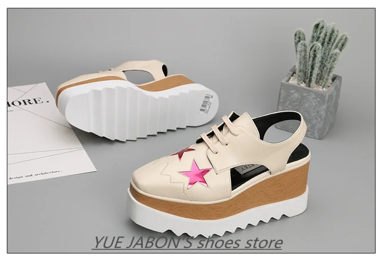Women Casual Shoes Spring Lady Genuine Leather Casual Sneakers Running Sports Chunky Trainer Stars Breathable Platform Shoes