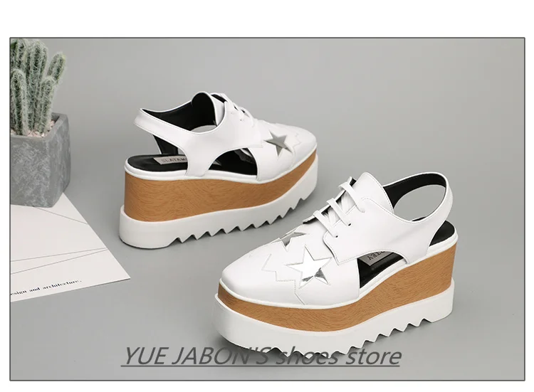 Women Casual Shoes Spring Lady Genuine Leather Casual Sneakers Running Sports Chunky Trainer Stars Breathable Platform Shoes