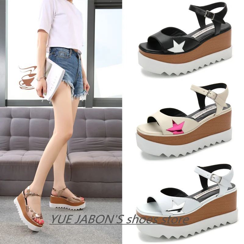 Women Casual Shoes Spring Lady Genuine Leather Casual Sneakers Running Sports Chunky Trainer Stars Breathable Platform Shoes