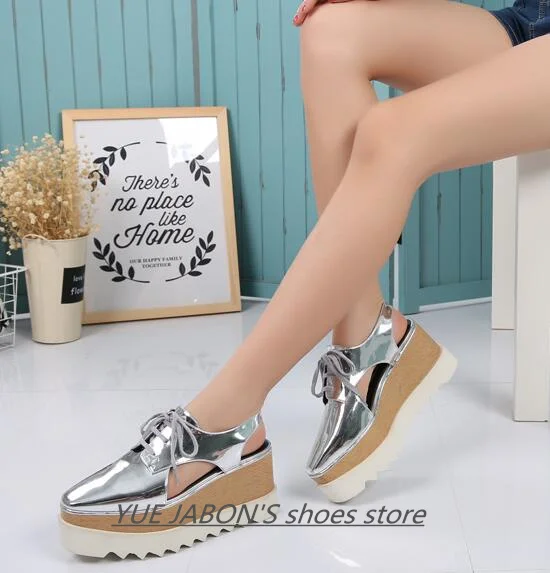 Women Casual Shoes Spring Lady Genuine Leather Casual Sneakers Running Sports Chunky Trainer Stars Breathable Platform Shoes