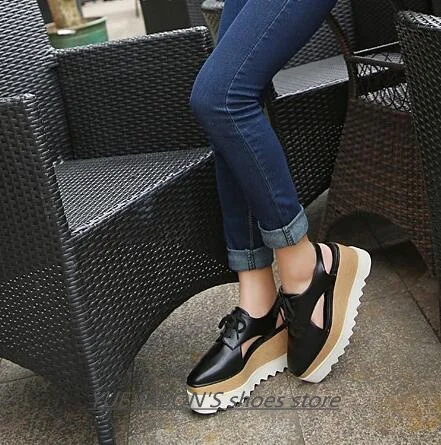 Women Casual Shoes Spring Lady Genuine Leather Casual Sneakers Running Sports Chunky Trainer Stars Breathable Platform Shoes