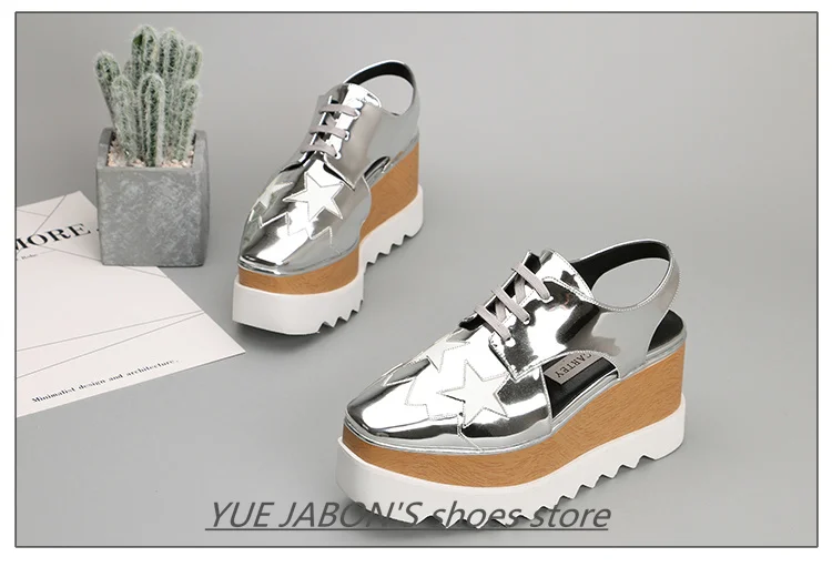 Women Casual Shoes Spring Lady Genuine Leather Casual Sneakers Running Sports Chunky Trainer Stars Breathable Platform Shoes