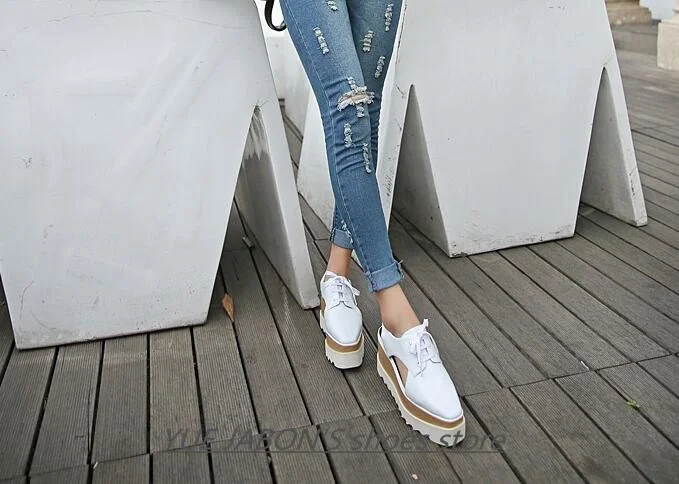 Women Casual Shoes Spring Lady Genuine Leather Casual Sneakers Running Sports Chunky Trainer Stars Breathable Platform Shoes