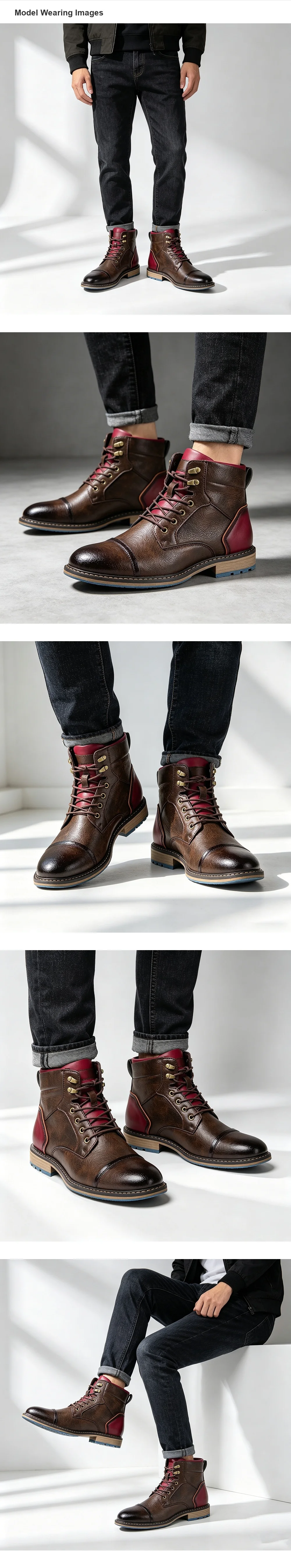 Men Boots Casual Brand Retro 2026 Fashion Comfortable Boots Leather