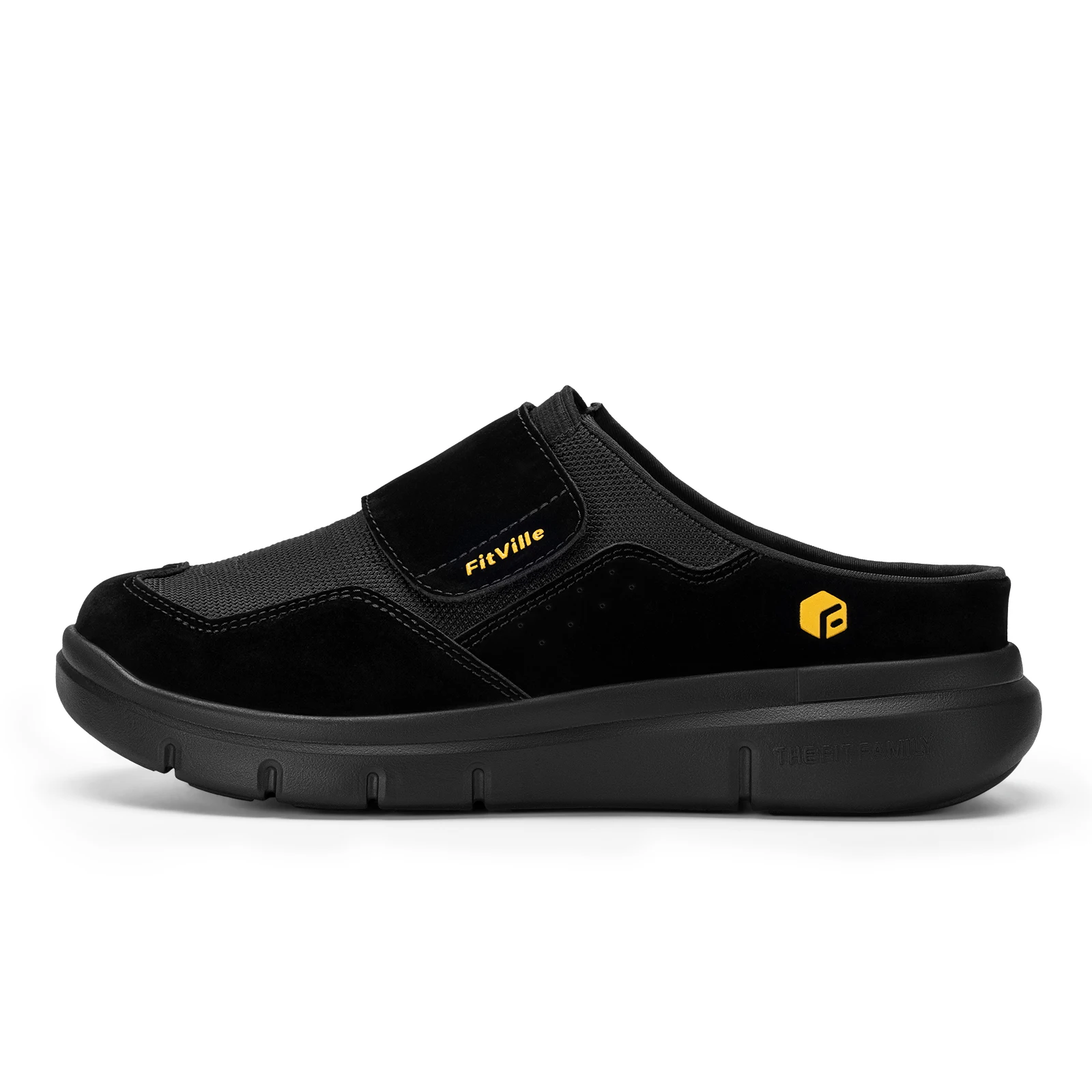 FitVille Men's Wide Fit Slippers with Arch Support Breathable Adjustable House Mules Orthopedic Indoor Walking Shoes