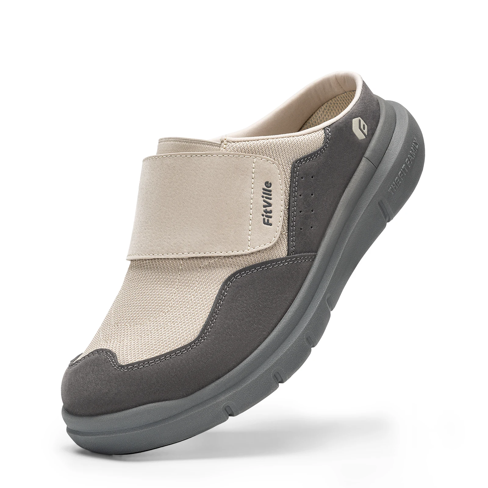 FitVille Men's Wide Fit Slippers with Arch Support Breathable Adjustable House Mules Orthopedic Indoor Walking Shoes