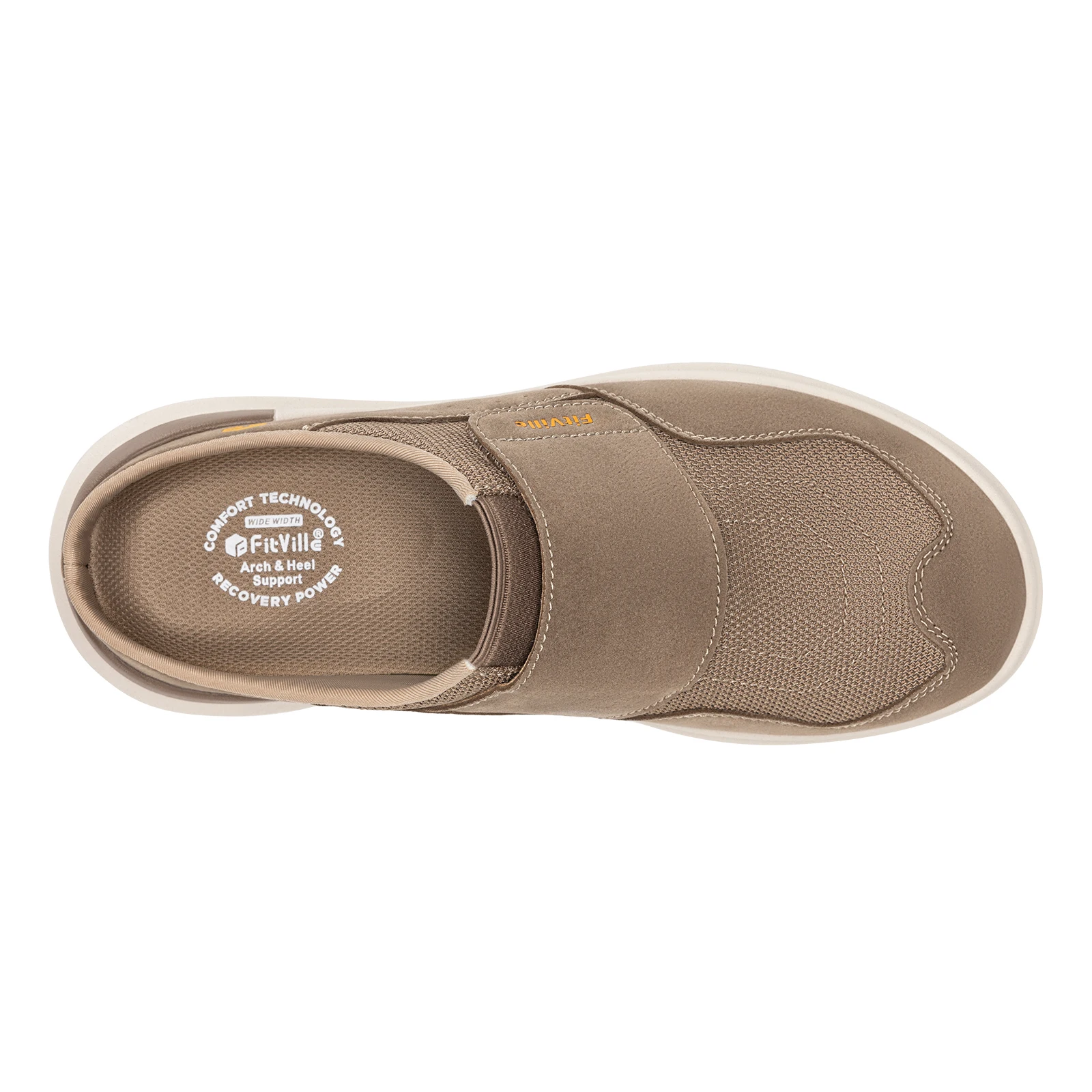 FitVille Men's Wide Fit Slippers with Arch Support Breathable Adjustable House Mules Orthopedic Indoor Walking Shoes